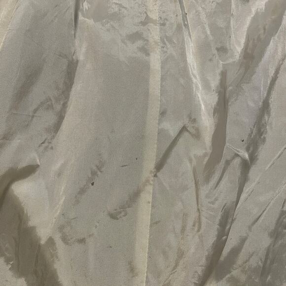 Vintage Portrait White Gold Trench Coat Womens Medium 10 Bling Sheer 80s Retro - Picture 10 of 16